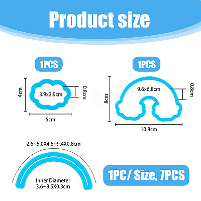 Plastic Rainbow & Cloud Fondant Cutter Set DIY-FH0006-07-1