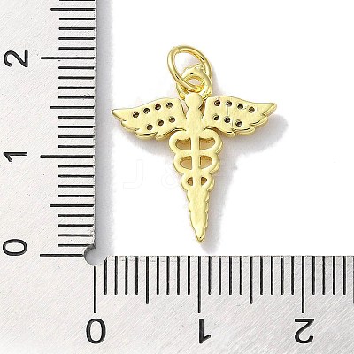 Rack Plating Brass Micro Pave Clear Cubic Zirconia Pendants KK-Z039-13G-1