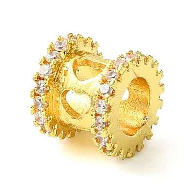 Rack Plating Brass Micro Pave Clear Cubic Zirconia European Beads KK-G501-07G-1