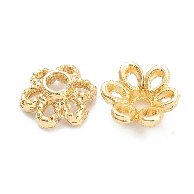 Rack Plating Alloy Flower Bead Caps KK-J277-13G-1