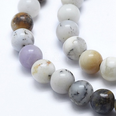 Natural White African Opal Beads Strands G-E472-02-6mm-1