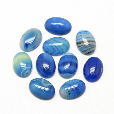 Natural Striped Agate/Banded Agate Cabochons X-G-R415-13x18-12-1