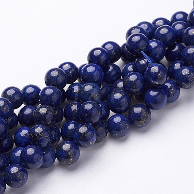 Dyed Grade A Natural Lapis Lazuli Beads Strands GSR8mmC123-1