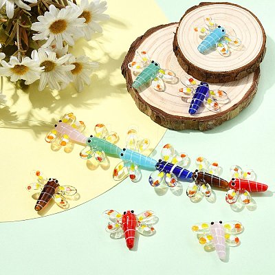 12Pcs 6 Colors Autumn Theme Handmade Lampwork Beads LAMP-CJ0002-91-1