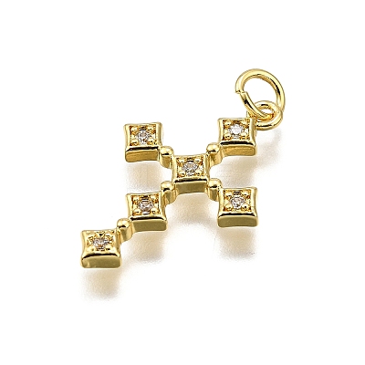 Brass Micro Pave Cubic Zirconia Pendants X-KK-Z100-34G-02-1
