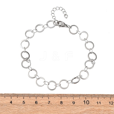 304 Stainless Steel Ring Link Chain Bracelets BJEW-P373-02B-P-1