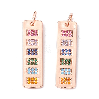 Brass Micro Pave Colorful Cubic Zirconia Pendants KK-B048-01RG-1