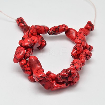 Dyed Nuggets Natural Howlite Beads Strands G-M139-06-A-1