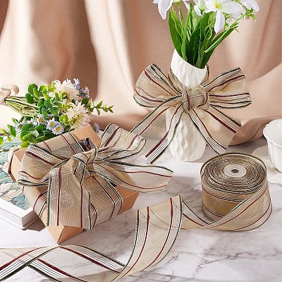 Polyester Stripe Pattern Ribbons OCOR-WH0060-43-1