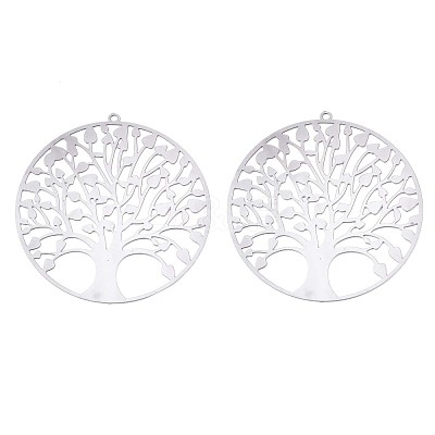 Non-Tarnish 201 Stainless Steel Filigree Pendants X-STAS-R102-37P-1