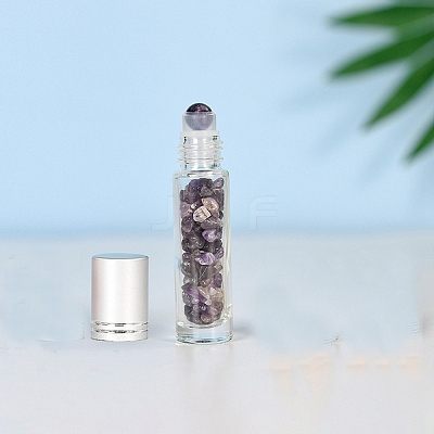 Natural Amethyst Roller Ball Bottles BOTT-PW0011-70C-03-1