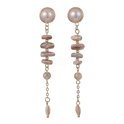Natural Freshwater Shell Stud Dangle Earrings EJEW-JE07250-1