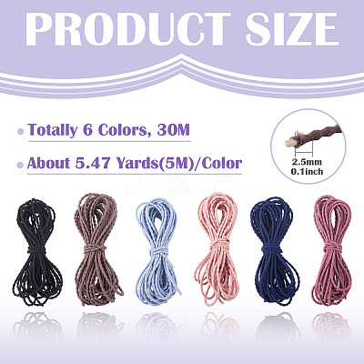 30M 6 Colors Polyester Elastic Cords EC-TA0001-07D-1