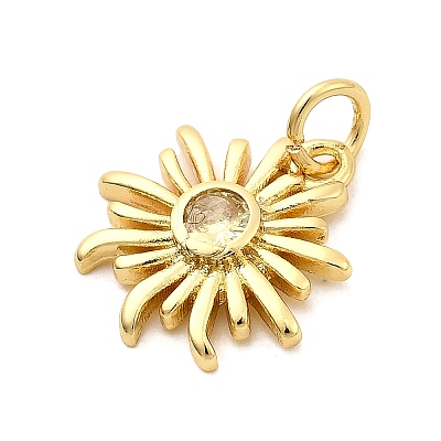 Sun Brass Micro Pave Cubic Zirconia Pendants KK-C134-11G-05-1