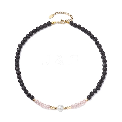 Natural Lava Rock Beaded Necklaces NJEW-JN04856-1