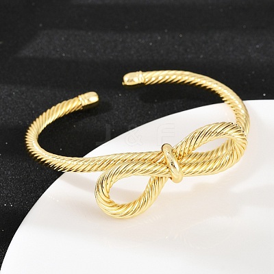 Twisted Brass Cuff Bangles BJEW-C112-07G-1