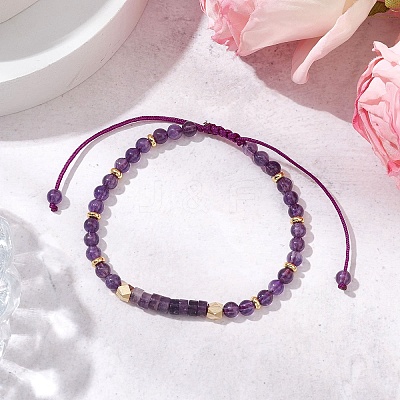 Natural Amethyst Braided Bead Bracelets BJEW-JB11241-01-1