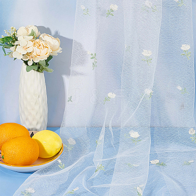 Polyester Flower Pattern Mesh Fabric SENE-WH0003-45B-1