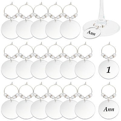 24Pcs Mirror Surface Acrylic Wine Glass Charms AJEW-BC00009-1