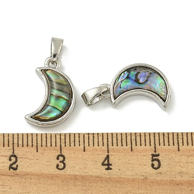 Rack Plating Brass Natural Paua Shell Pendants KK-U025-06P-02-1
