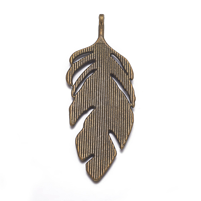 Tibetan Style Alloy Leaf Big Pendants PALLOY-A15448-AB-1