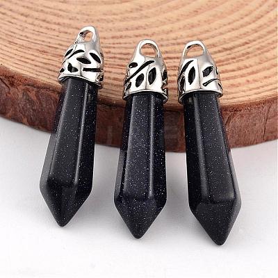 Bullet Synthetic Blue Goldstone Pointed Pendants G-E332-C21-1