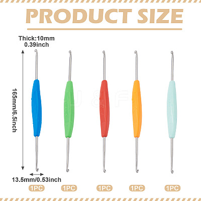 5Pcs 5 Colors Iron Crochet Hooks TOOL-TADJ0001-02-1