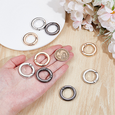 9Pcs 3 Colors Alloy Spring Gate Rings FIND-NB0006-25A-1