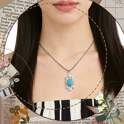6Pcs 6 Styles Dyed Synthetic Turquoise Pendants STAS-SZ0003-81-1