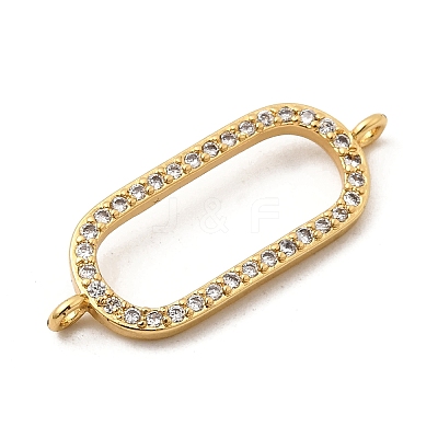 Brass Micro Pave Clear Cubic Zirconia Oval Ring Connector Charms KK-I360-048G-1