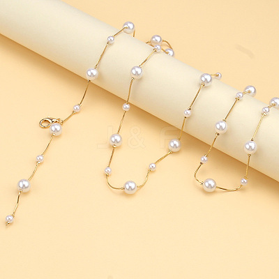 Alloy & Plastic Pearl Round Beaded Tassel Waist Belly Chains for Women FS-WG2A056-01-1