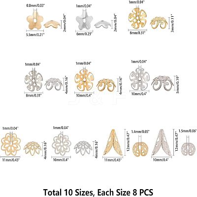 80 PCS 304 Stainless Steel Flower Bead Cap STAS-UN0004-42-1