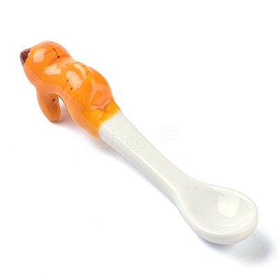 Porcelain Cat Animal Hanging Spoons AJEW-A029-01D-1
