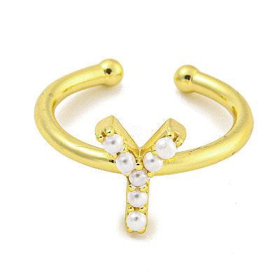 Rack Plating Brass Open Cuff Rings for Women RJEW-F162-01G-Y-1