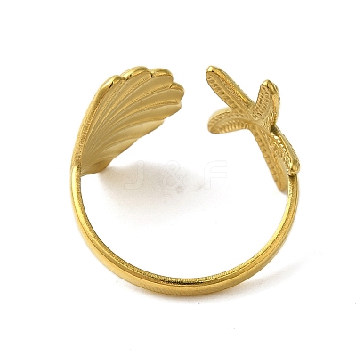 Ocean Beach Series 304 Stainless Steel Cuff Ring RJEW-Q820-02F-1
