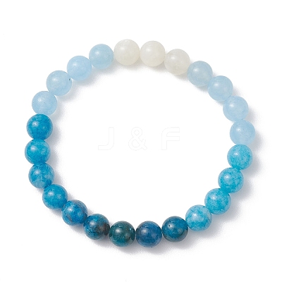 Round Natural Gemstone Stretch Beaded Bracelets BJEW-JB12986-1