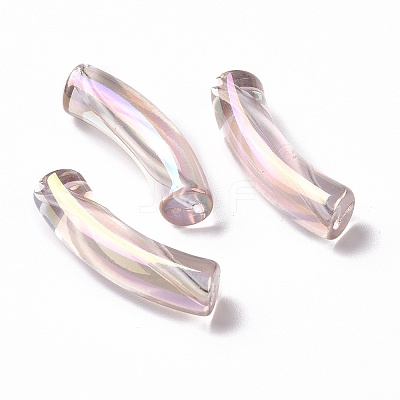 UV Plating Transparent Rainbow Iridescent Acrylic Beads OACR-A016-01L-1