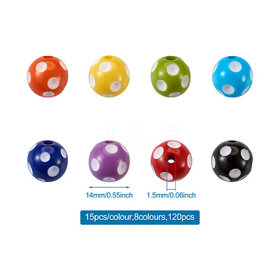 120Pcs 8 Colors Opaque Resin Beads RESI-CW0001-06A-1