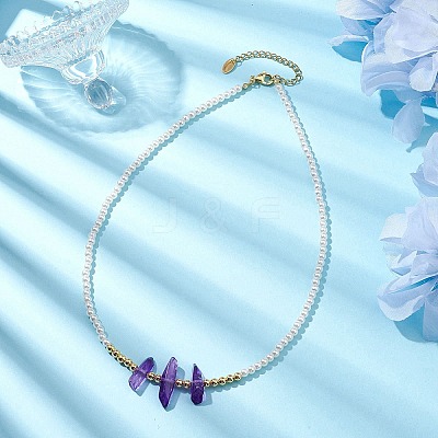 ABS Plastic Imitation Pearl Beaded Necklaces NJEW-JN04859-03-1