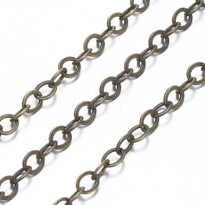 Brass Flat Oval Cable Chains X-CHC025Y-AB-1