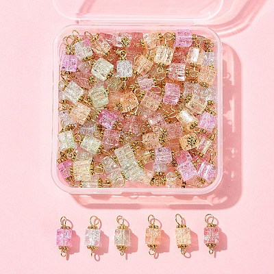 100Pcs Glass Connector Charms PALLOY-FZ00018-1