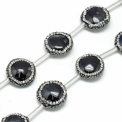 Natural Black Onyx Rhinestone Beads G-Q487-01-1