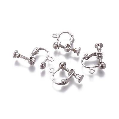Rack Plated Brass Screw Clip-on Earring Findings X-KK-P169-04P-1