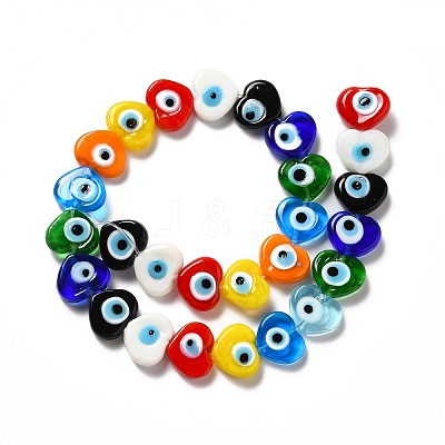 Handmade Evil Eye Lampwork Beads Strands LAMP-E023-07C-09-1