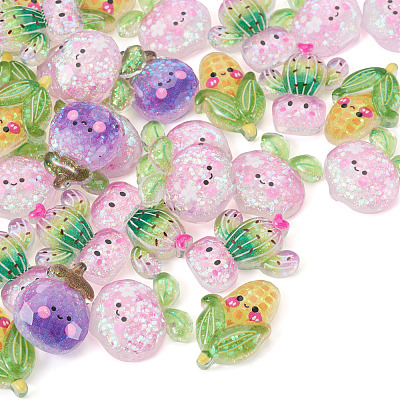30Pcs Luminous Transparent Resin Cabochons RESI-TA0004-96-1