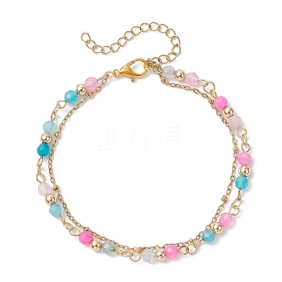 3Pcs Natural Agate Round Beads Multi-strand Bracelets BJEW-JB12468-1