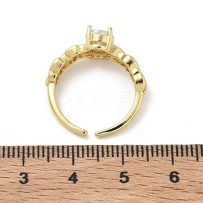 Brass Micro Pave Cubic Zirconia Cuff Open Rings RJEW-C163-25A-G-1