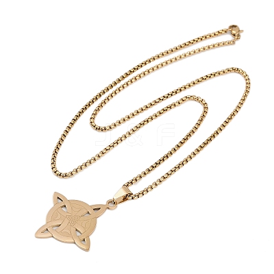 201 Stainless Steel Trinity Knot Pendant Necklaces for Men Women NJEW-K283-36G-1