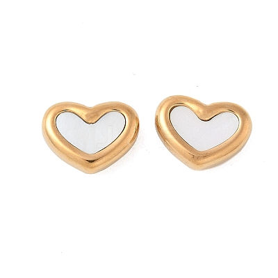 304 Stainless Steel Pave Natural Shell Cabochons Ion Plating(IP) STAS-H230-66G-1