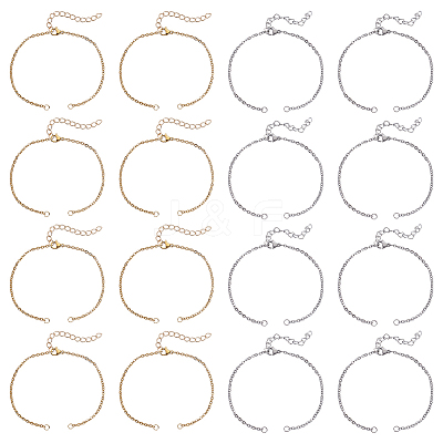 32Pcs 2 Colors 304 Stainless Steel Cable Chain Bracelet Making MAK-ME0001-11-1